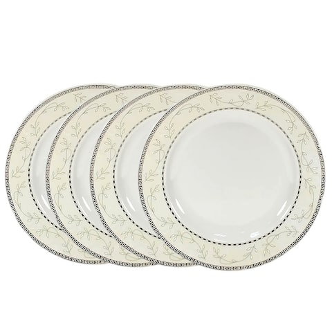 STP-Goods European Platinum Plated Porcelain Dinner Plate 9.4." (Set of 4)
