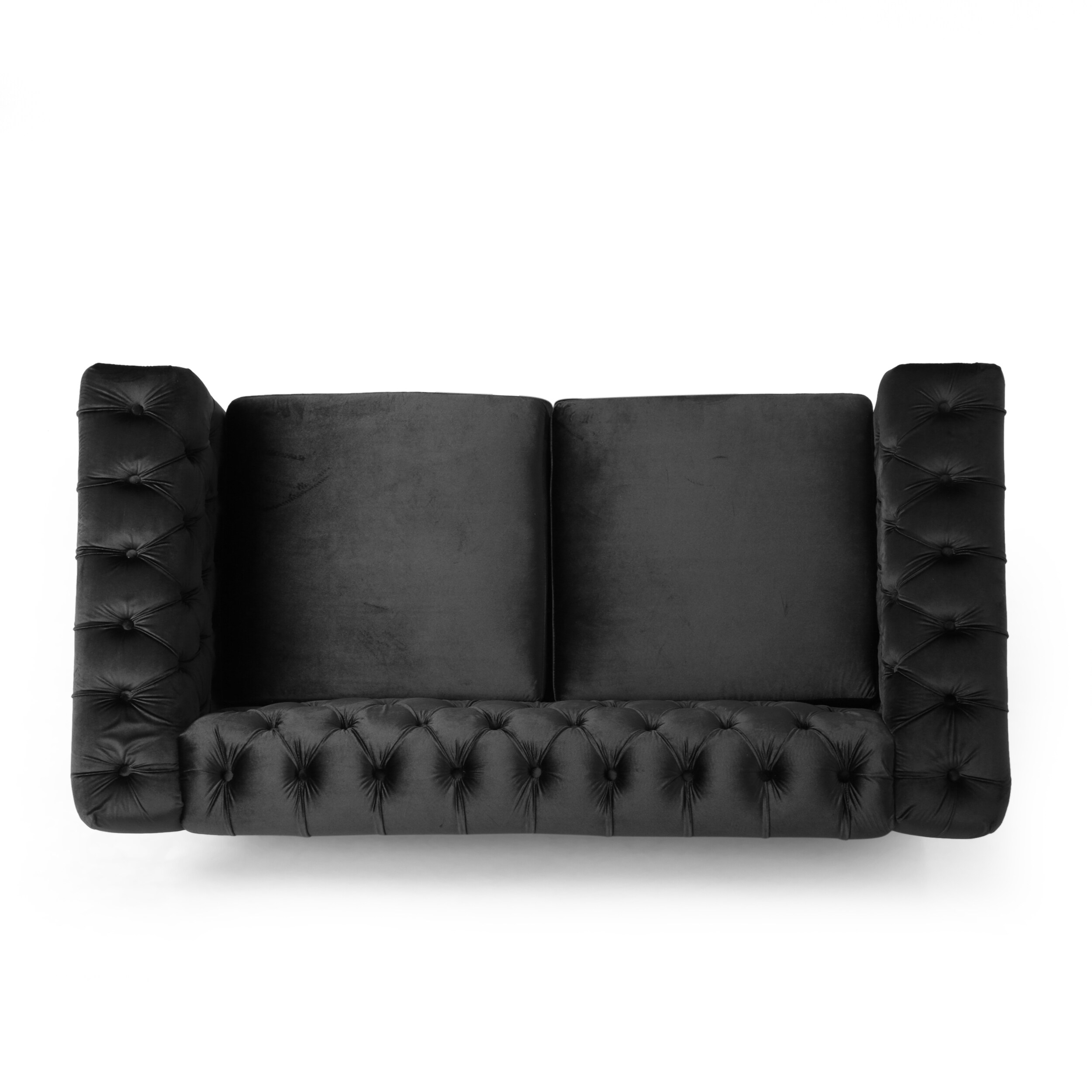 Black 61'' Loveseat 2-Seater Sofa with Channel Stitching