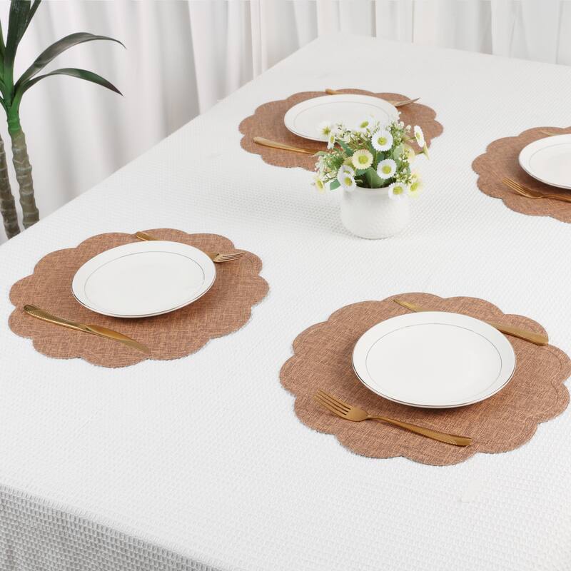 Placemats Set of 6 Flower Placemats for Kitchen Dining Table Decor Heat Resistant Table Placemats Wipeable Table Mat - 15*15in