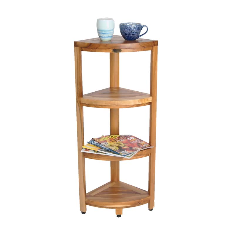 EcoDecors 4-Tier, Shower Table, Standing Shower, Caddy-Teak Shower Caddy, Shower Organizer Stand, Teak Shelf, Teak Shower Shelf