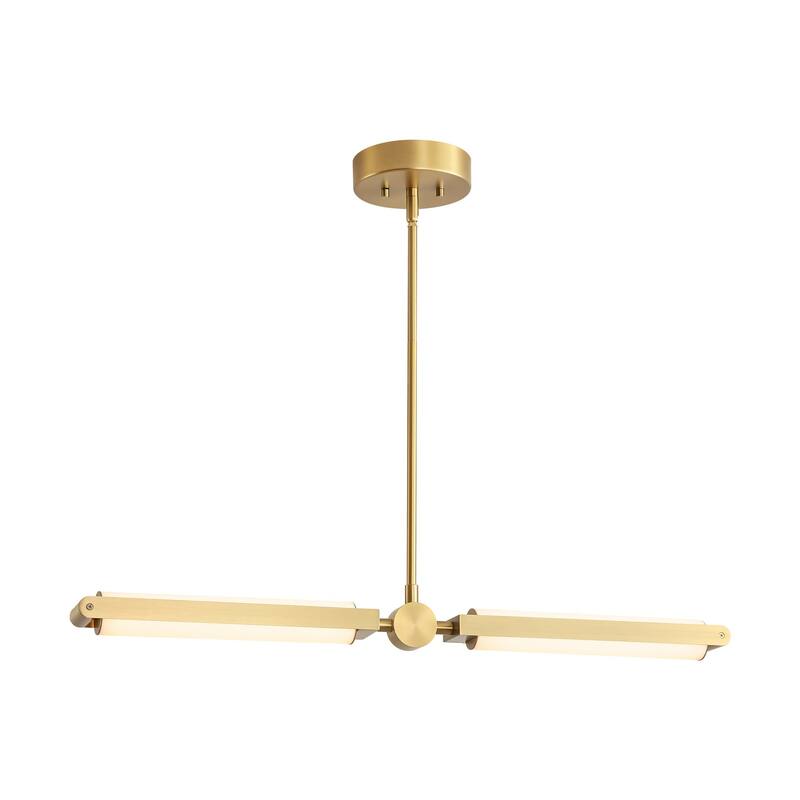 2-Light Modern Linear Dimmable Integrated LED 3000K Warm Light Kitchen Island Pendant Light