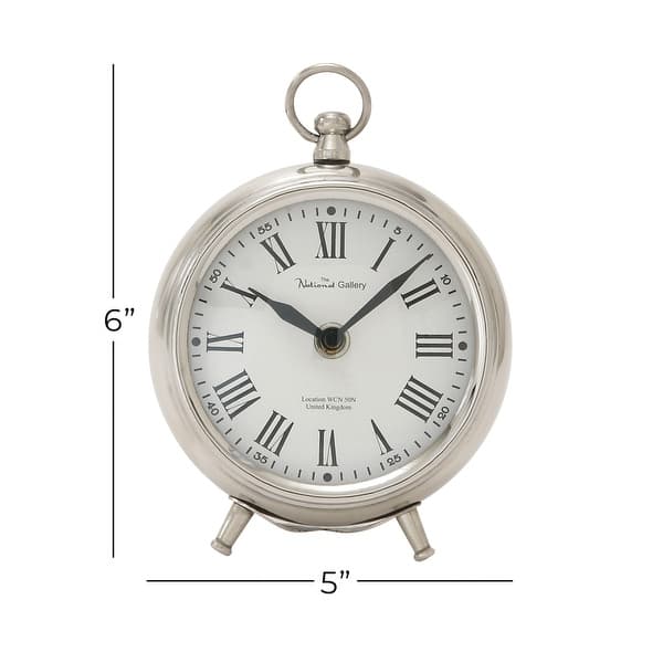 dimension image slide 0 of 2, Silver Stainless Steel Traditional Clock