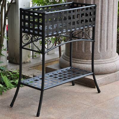 International Caravan Rustic Iron Rectangular Plant Stand