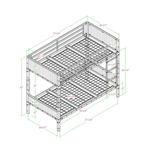 dimension image slide 0 of 2, Walker Edison Browning Rustic Wood Twin-over-Twin Bunk Bed