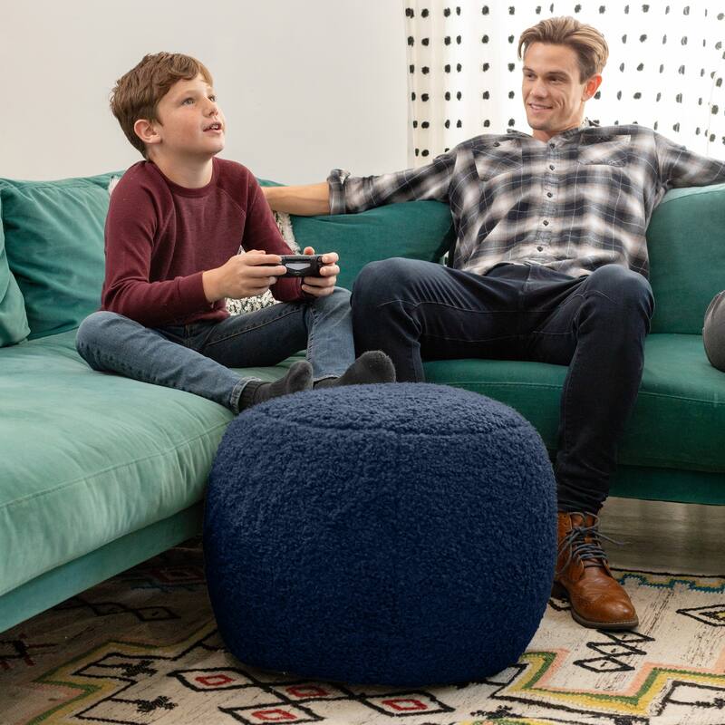 Jaxx Ellis Pouf - Modern Shearling Faux-Lamb Plush Fleece Ottoman