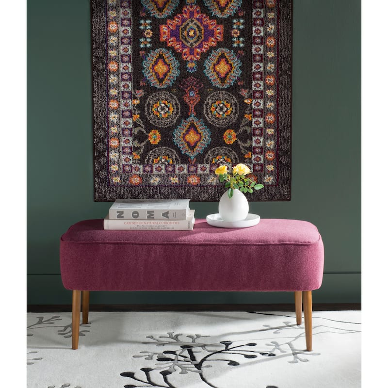 SAFAVIEH Ariane Mid Century Orange Wool Bench - 39.6" x 19.9" x 18.3" - 40Wx20Dx18H - Maroon