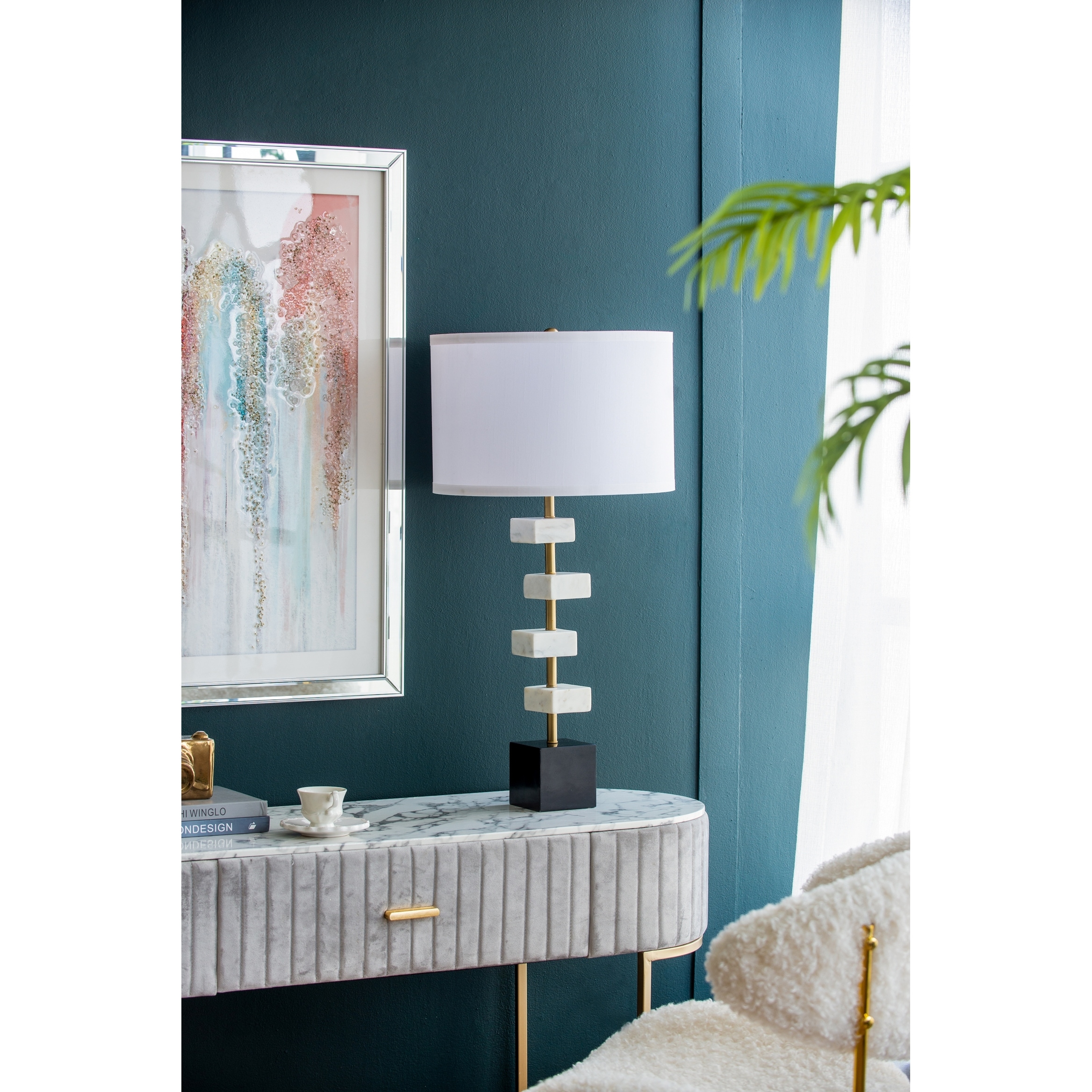 A&B Home Table Lamp with Square Accents