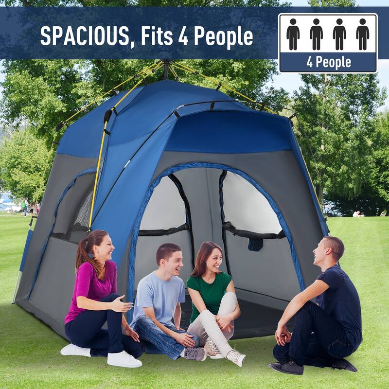 Outsunny 3-Season 5-Person Automatic Pop Up Outdoor Yurt Canopy Camping Tent w/ Easy Hydraulic Poles & Quality Materials
