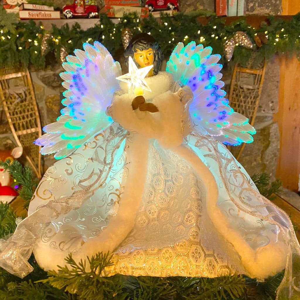 12" Fiber Optic Animated Tree Topper - Black Angel