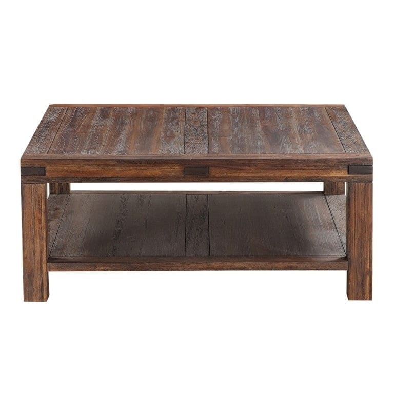 Livingston Rustic Modern Acacia Wood Square Coffee Table - Graphite