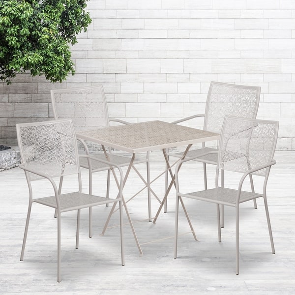slide 2 of 25, 28-inch Square 5-piece Indoor/ Outdoor Folding Table and Chairs Set
