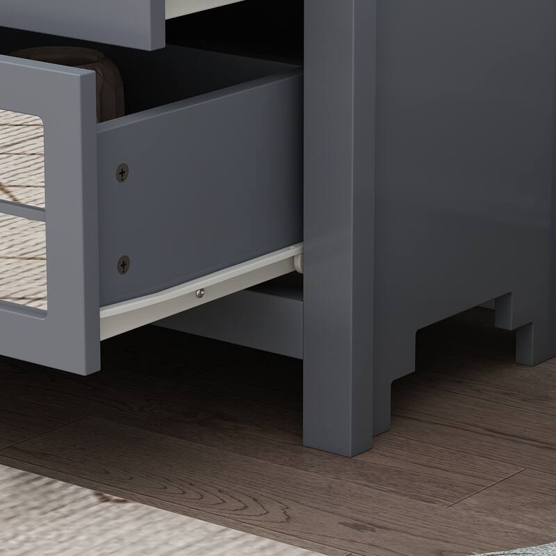 End Table Nightstand Bedside Table Mirrored Cutout Chest Beside Table