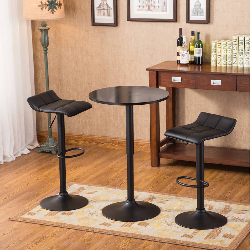 Modern 3-Piece Dining Set with Adjustable Height Bar Table & 2 Swivel Stools