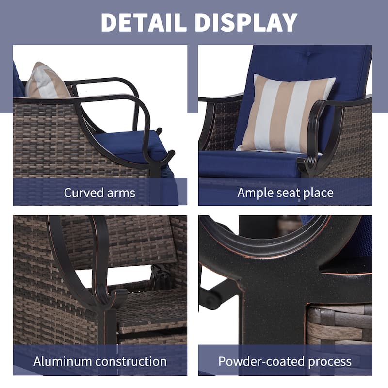 Outsunny Adjustable Patio Rattan Leisure Chair, Outdoor Relax PE Rattan Recline Lounge Furniture, w/ Cushion & Armrest