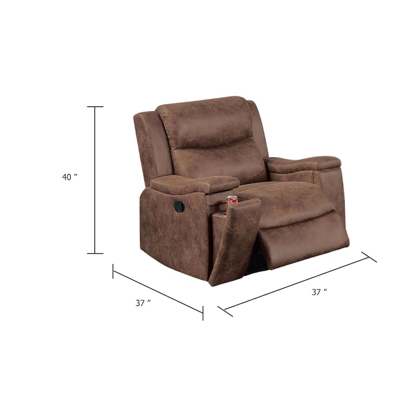 Verra Manual Recliner Lounge Chair, Walnut Tufted Faux Leather