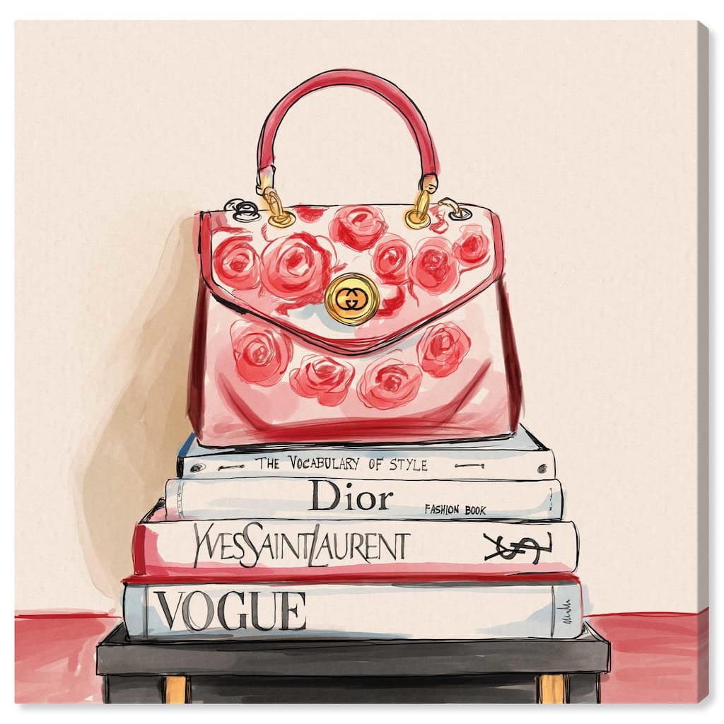 red flowers handbag Canvas by Art Remedy, Gallery Wrapped