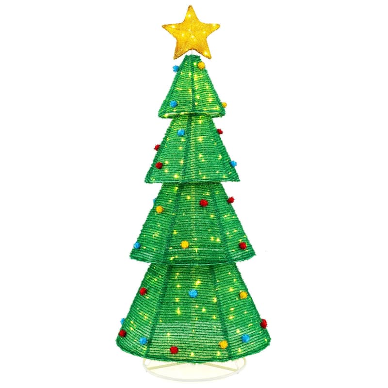 Costway 6.2 FT Collapsible Christmas Tree with 200 Built-in LED - as pic shows - See Details - as pic shows - See Details - overstock.com/bedbathandbeyond.com