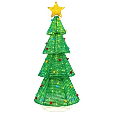 Costway 6.2 FT Collapsible Christmas Tree with 200 Built-in LED - as pic shows - See Details