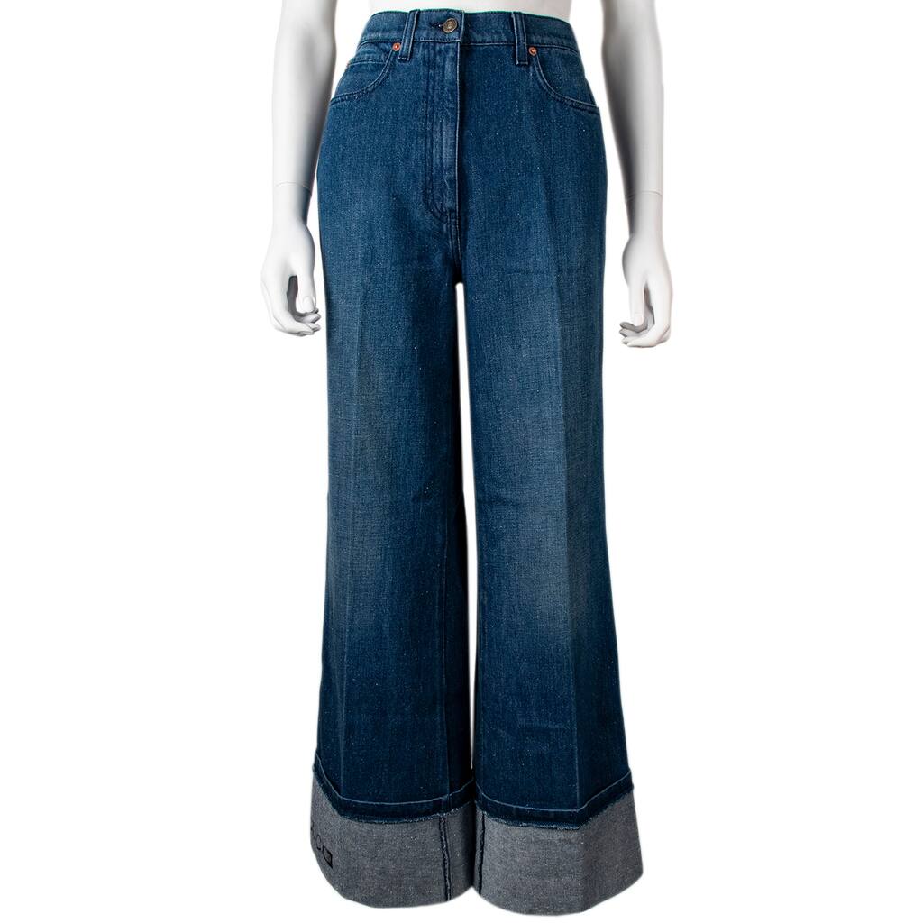 Gucci Wide Leg Jeans with Logo Stamp
