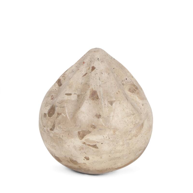 HomeRoots 3" Beige Marble Modern Abstract Tabletop Sculpture - 3.16 in. x 3.35 in. x 3.16 in.