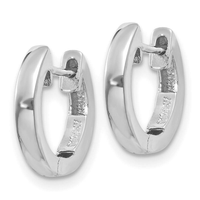 Curata 14k White Gold Solid Polished 14x3mm Hinged Huggies Hoop Earrings