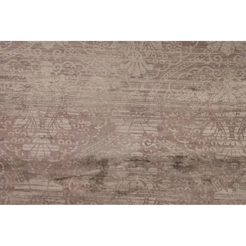 Brown Abstract / Modern Area Rug Handmade Wool Carpet - 4'8"x 6'7"