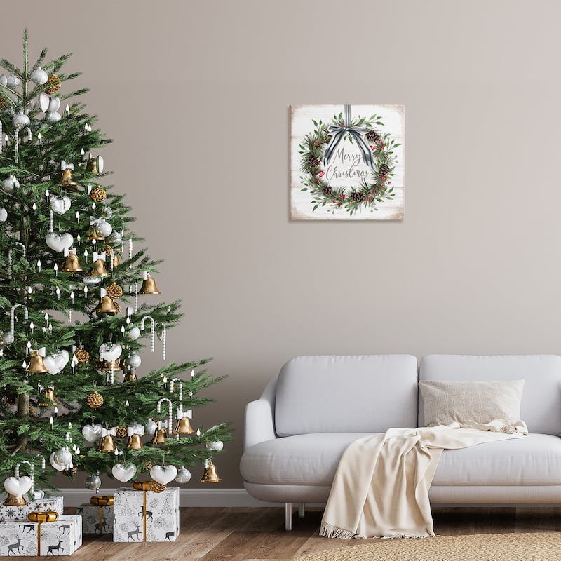 Stupell Rustic Christmas Pinecone Wreath Canvas Wall Art Design By Elizabeth Tyndall