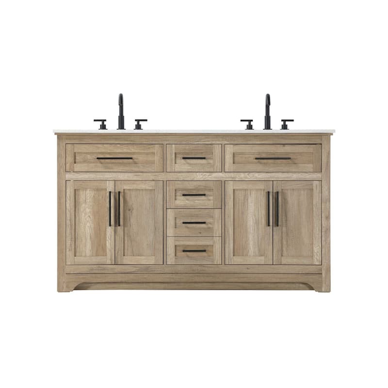 Nathaniel Double Bathroom Vanity (54-84 inch) - Natural oak - 60"