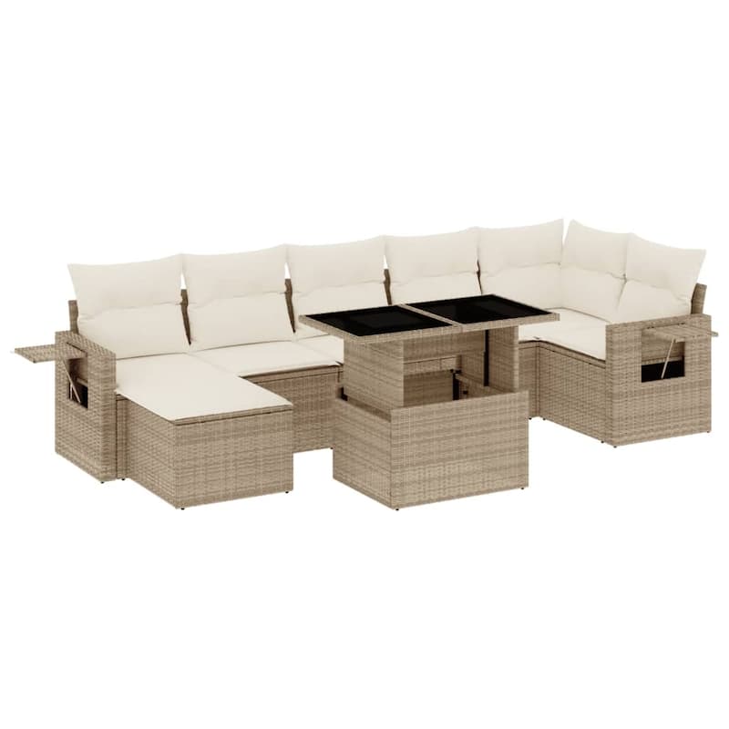 vidaXL Patio Sofa Set with Cushions Outdoor Furniture 8 Piece Poly Rattan