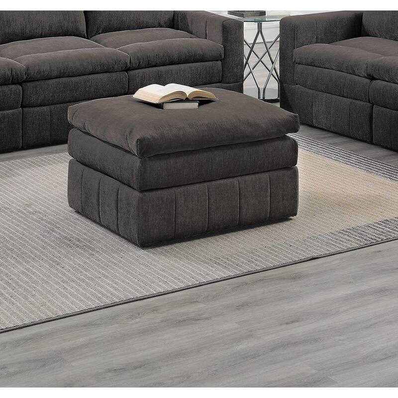 Contemporary 1pc Ottoman Modular Chair Sectional Sofa Living Room Furniture Mink Morgan Fabric- Suede