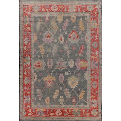 Hand Knotted Oriental 100% Wool Carpet Transitional All-Over Navy Blue & Blues Oushak Area Rug - 13' 9'' X 10' 2''