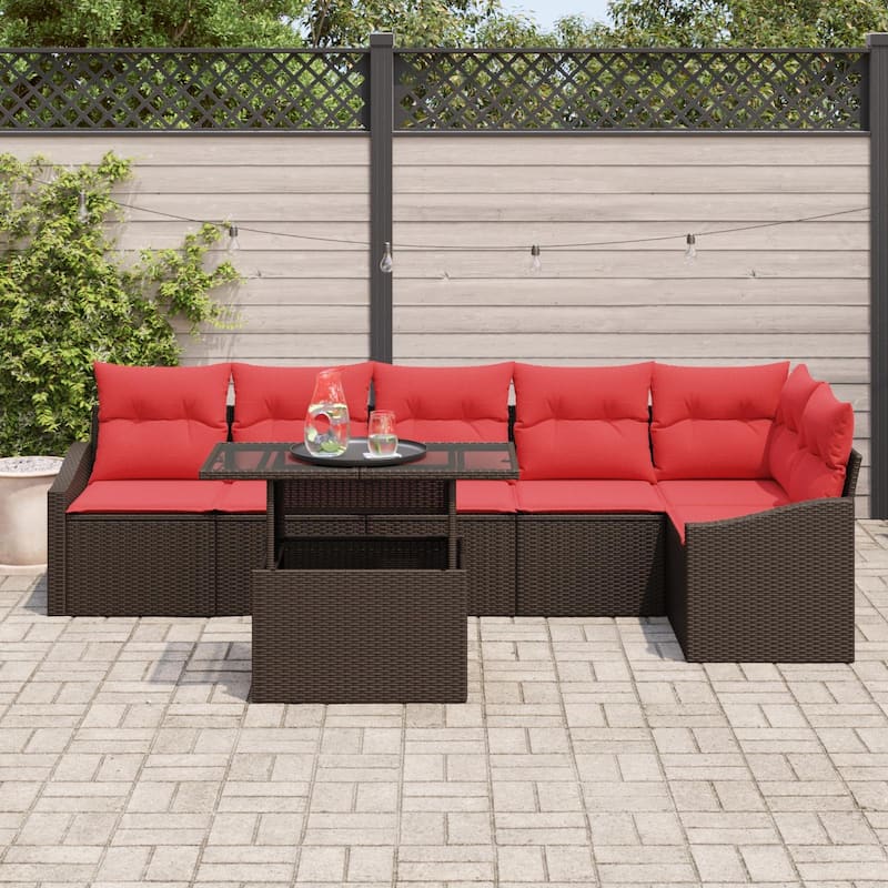 vidaXL 7 Piece Garden Sofa Set with Cushions - 113.6×48.6×27.2