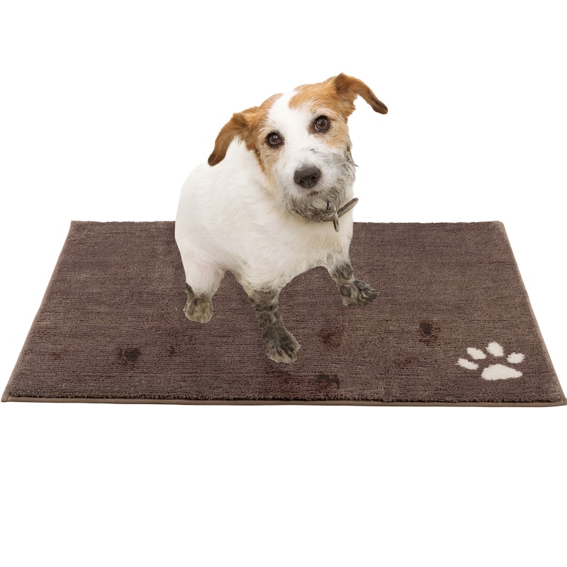 PETMAKER Dog Door Mat - Absorbent Mat for Muddy Paws and Wet Shoes - Brown