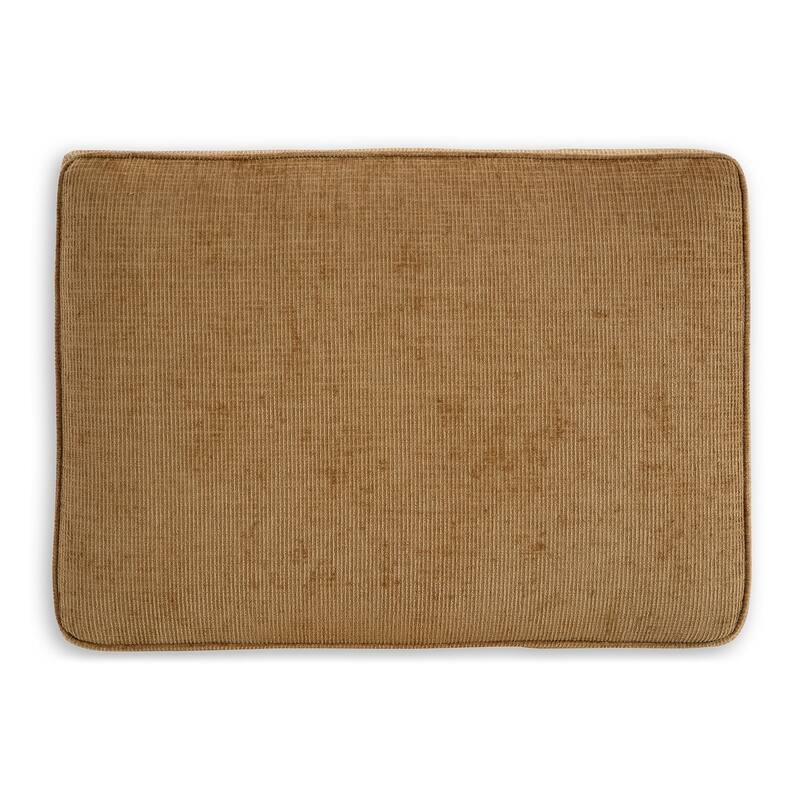 Erin Ottoman with Corner Block Frame, 33 Inch Light Brown Polyester