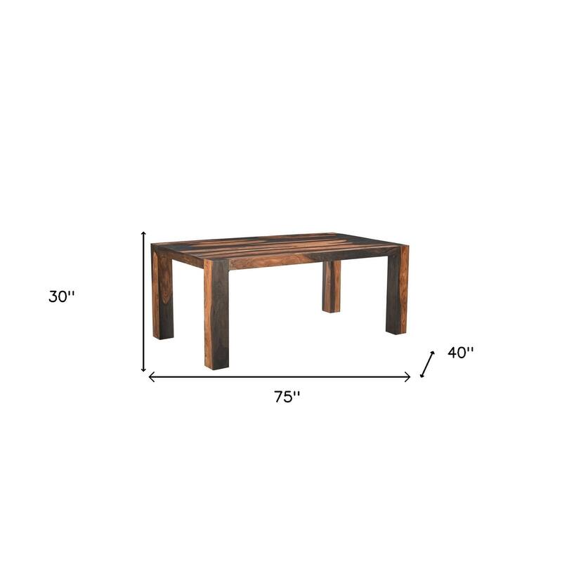 HomeRoots 75" Dark Brown Solid Wood Dining Table - 75.00 in. x 30.00 in. x 40.00 in.