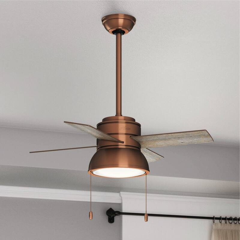 Hunter 36" Loki Ceiling Fan with LED Light - Bedrooms, Home Office, Laundry - Rustic, Farmhouse - Weathered Copper