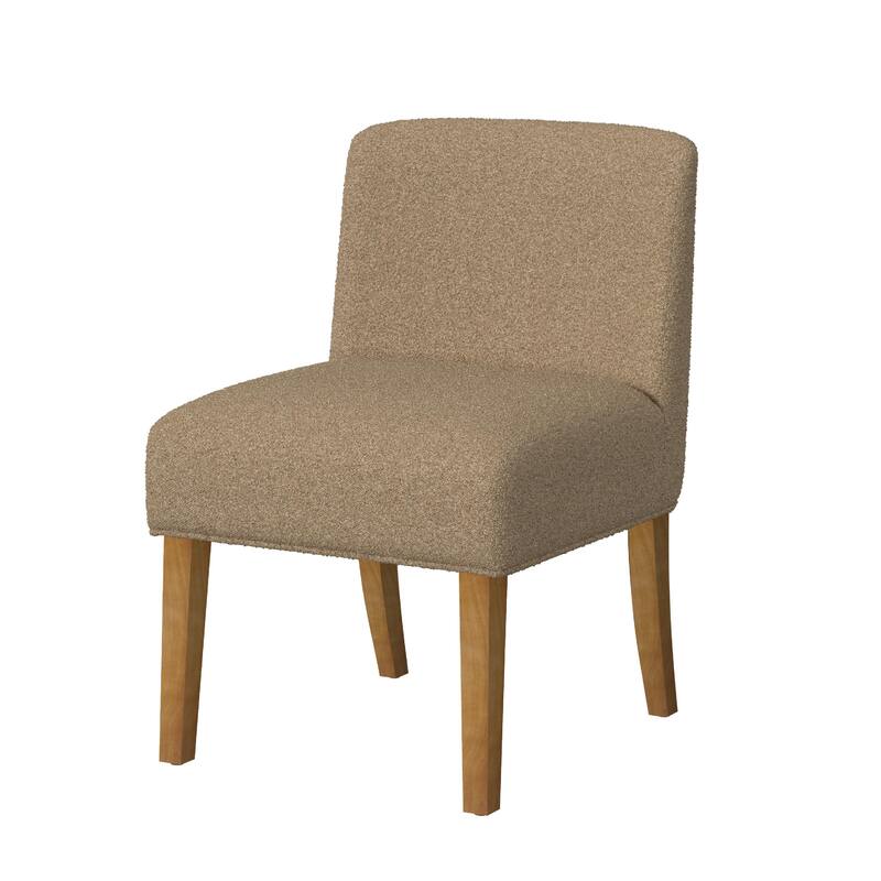 Kip Dining Chair with Honey Oak Wood Legs, Soft Brown Textured Boucle