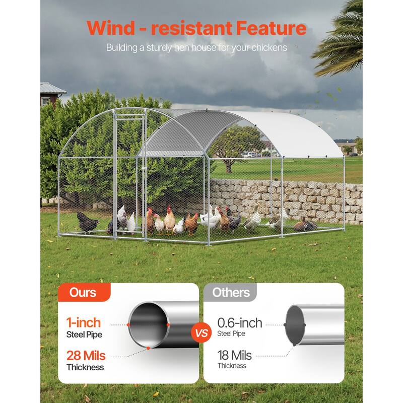 UIMOSO Metal Chicken Coop, Large Walk-in Chicken Runs with Cover, Hen House Enclosure with Security Lock