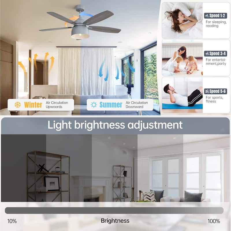 52/66-In Farmhouse Style Industrial Windmill Large Ceiling Fan with Light and Remote