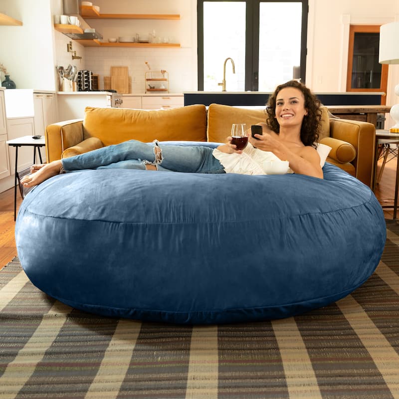 Jaxx Cocoon 6 Ft Giant Bean Bag Sofa and Lounger for Adults, Microsuede - Navy