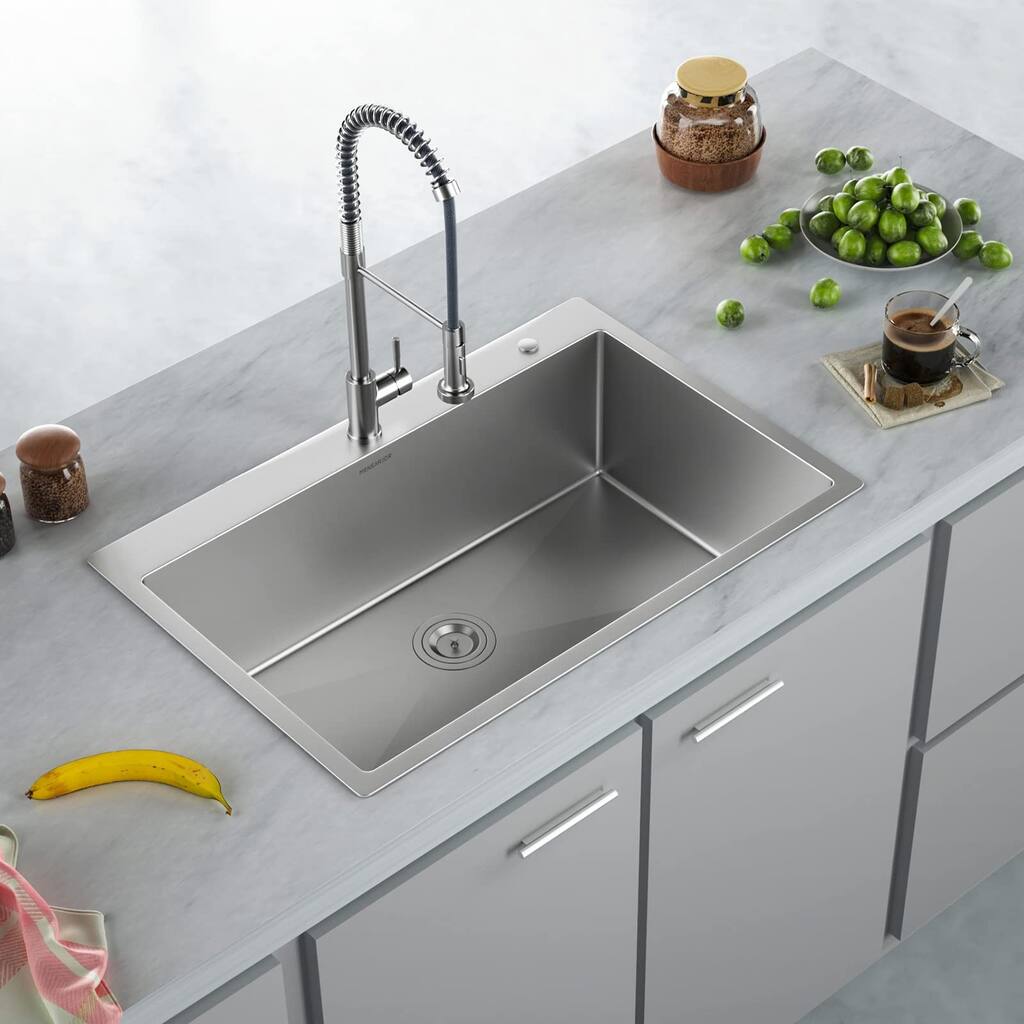 Drop-in Stainless Steel Kitchen Sink Single Bowl (33 X 22 X 10 inch) Fregaderos