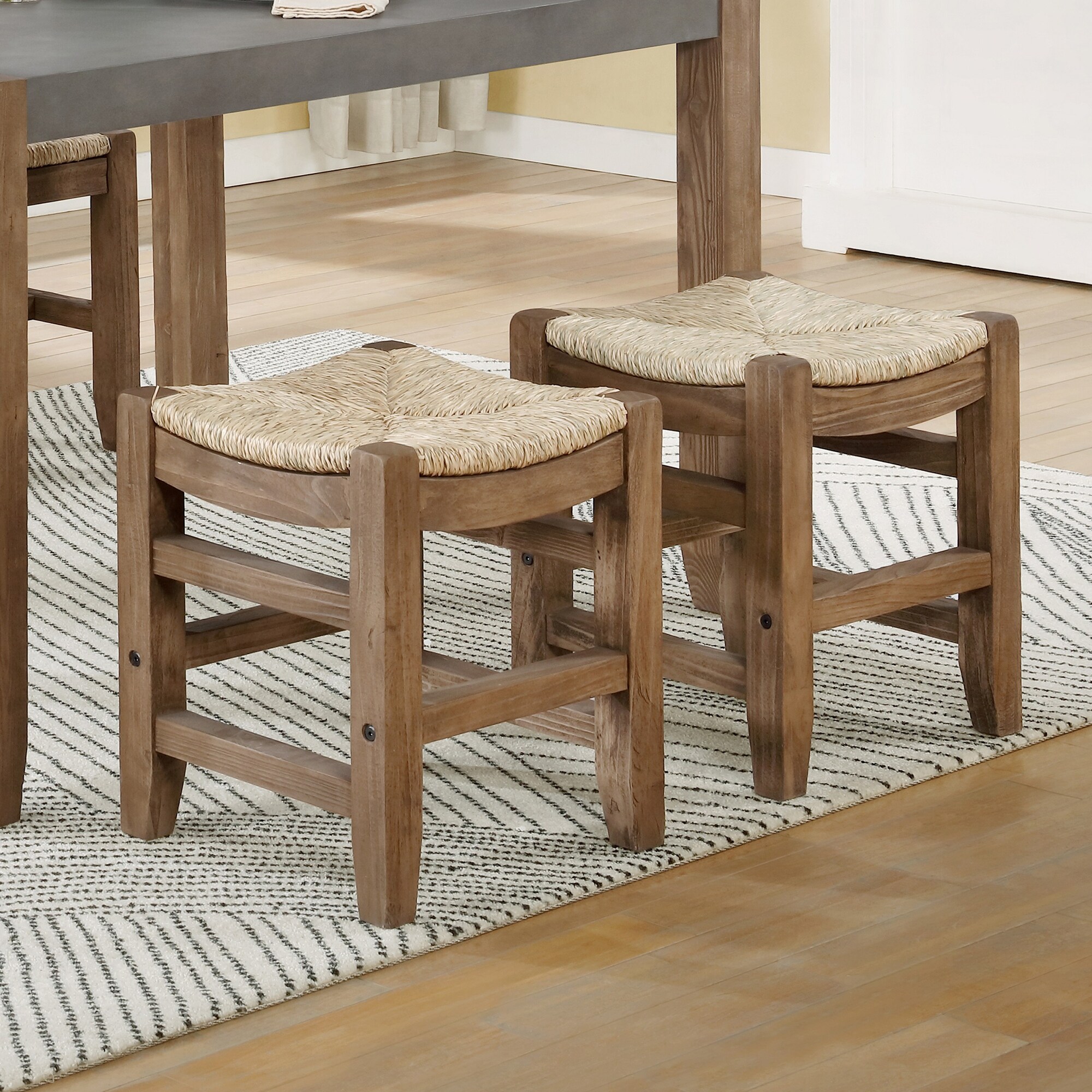The Gray Barn Enchanted Acre 18 Inch Wood Stools With Rush Seats Set Of 2 On Sale Overstock 31299556