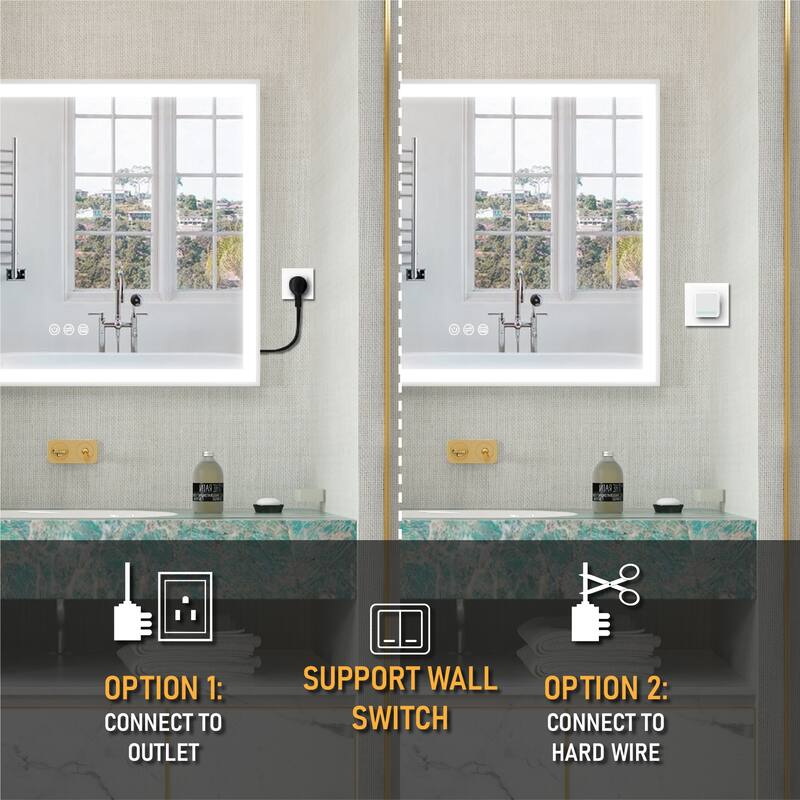 Wall Mounted Bathroom Heavy Duty Framed LED Mirror With bright light And And Memory Function