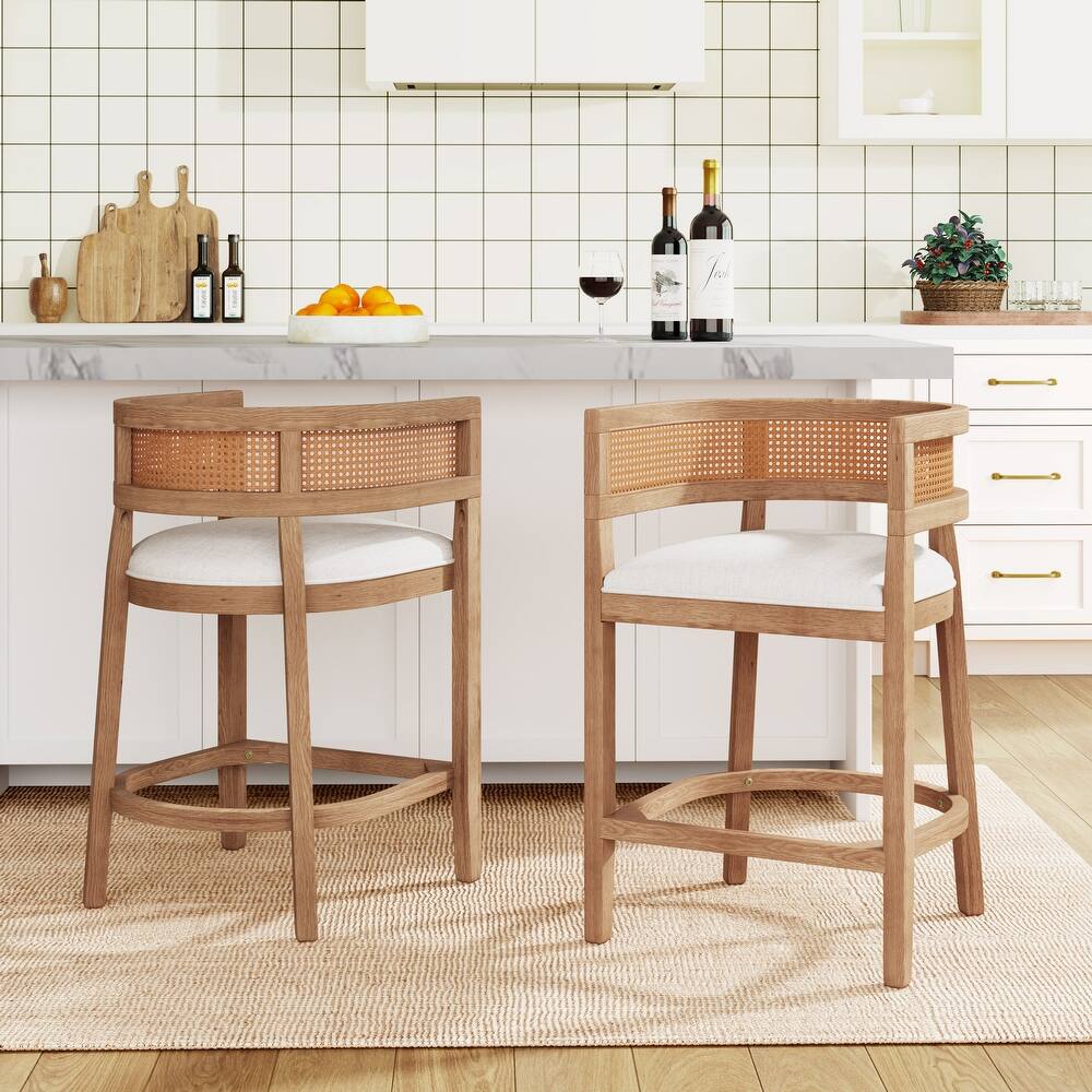 Christopher Knight Home- Noweta Wood Counter Stool with Arms Set of 2
