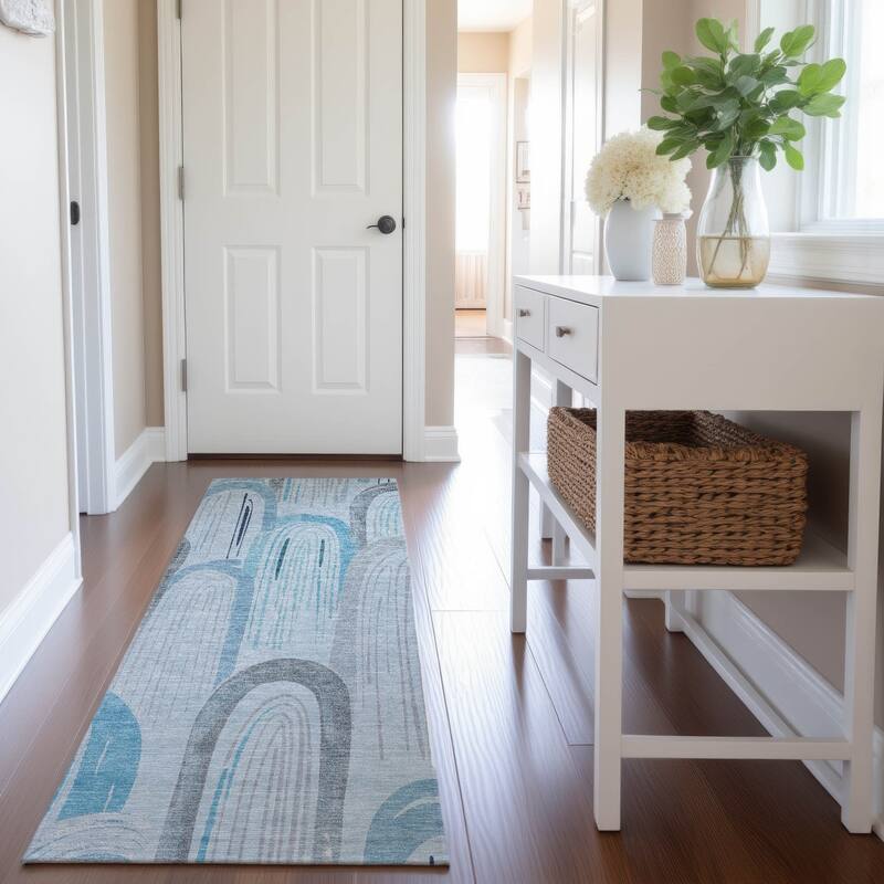 Premium Washable Super Soft Contemporary Imprints Mayfield Rug - Sky - 2'3" x 7'6"