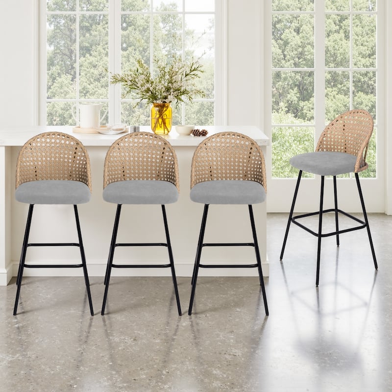 29.52"H Upholstered Bar Stools/ Counter Stools with Metal Leg Set of 4 - Set of 4