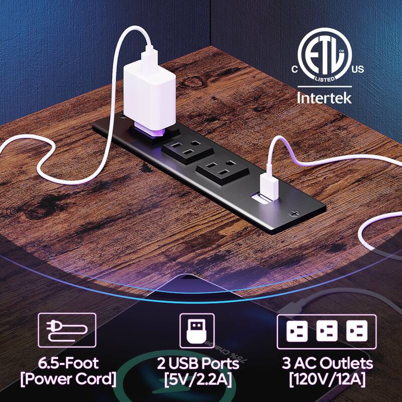 48inch L shaped computer desk with power outlet , Led Gaming desk with Monitor stand