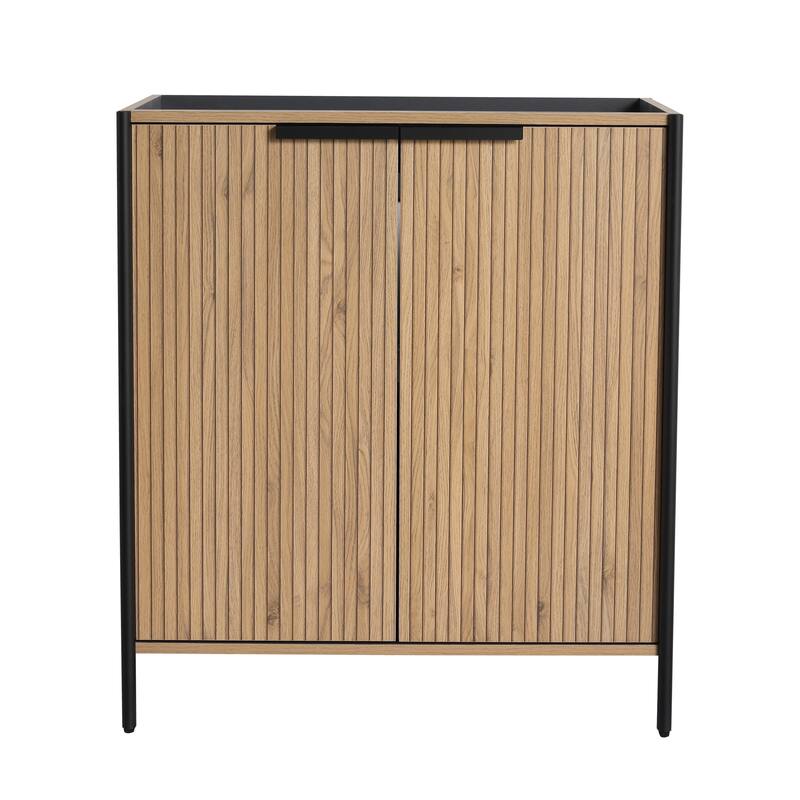 Modern 30 Inch Freestanding Bathroom Vanity Base with Soft-Close Doors and Storage Shelves - No Sink Included