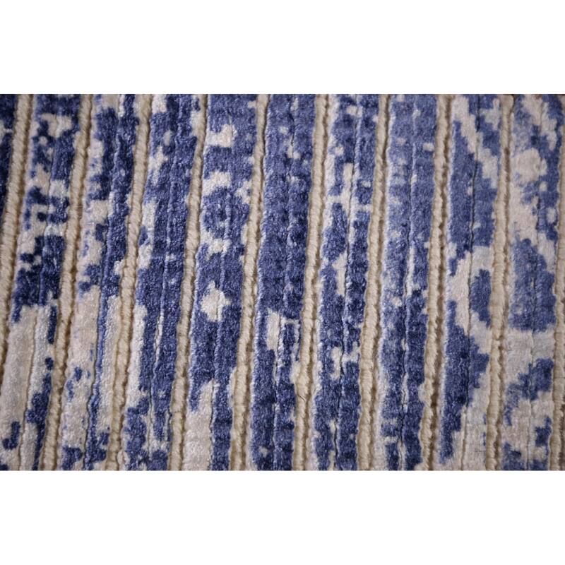 Striped Abstract Oriental Runner Rug Handmade Wool Carpet - 2'7"x 9'10"