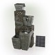 preview thumbnail 8 of 8, Alpine Corporation 43"H Outdoor Solar 4-Tier Cascading Vase Fountain with LED Lights, Gray